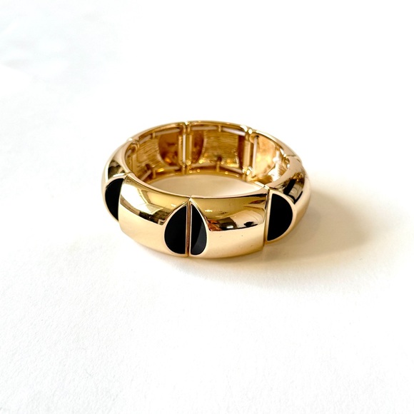 Talbots Jewelry - TALBOTS | Bold Gold & Black 3-D Modern Statement Bracelet | NEW